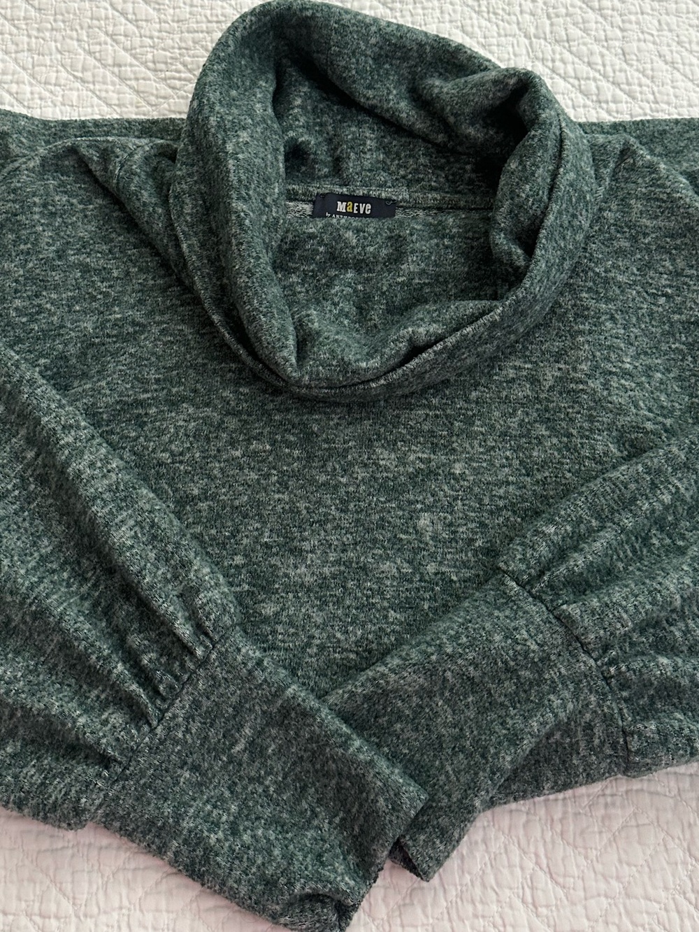 Maeve Anthropologie Womens Green Cowl Neck Sweater Size M Cozy Cottagecore Fall